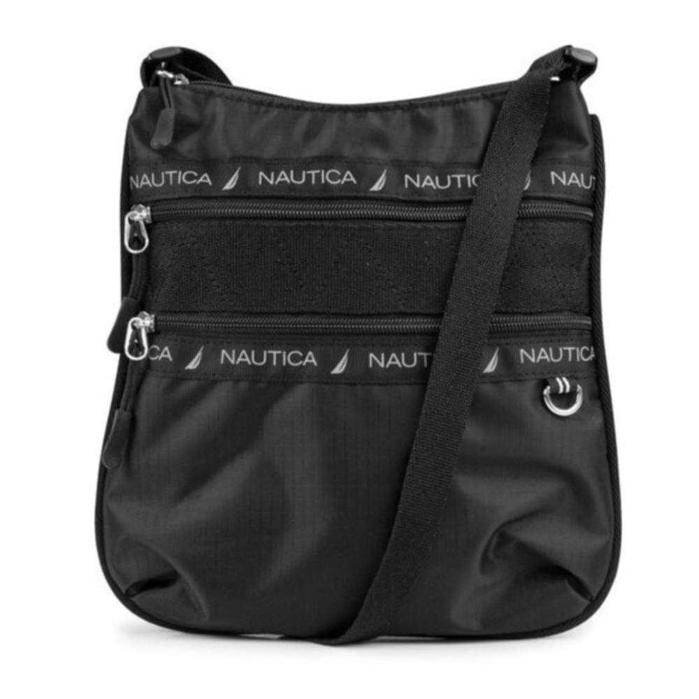 Nautica Black Nylon Captain's Quarters Hobo Crossbody Travel Bag NWT - Picture 2 of 9
